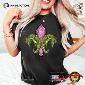 Retro Mardi Gras Crocodile Animal T-shirt Retro Mardi Gras Crocodile Animal T-shirt