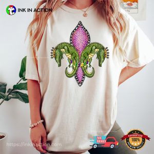 Retro Mardi gras crocodile Animal T shirt InkInAction.com