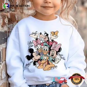 Retro Mickey And Friends Signatures Disney Characters T-shirt Retro Mickey And Friends Signatures Disney Characters T-shirt