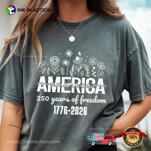 Retro Years Of Freedom Floral USA 250 T-shirt Retro Years Of Freedom Floral USA 250 T-shirt