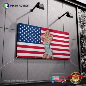 Sexy Sabrina Carpenter In Sky Blue Dress USA Flag