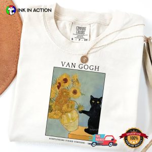Van Gogh Black Cat Art Funny Cat Meme Comfort Colors Tee