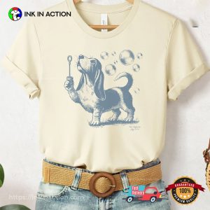 Vintage Basset Hound Dog Blowing Bubbles T-shirt Vintage Basset Hound Dog Blowing Bubbles T-shirt