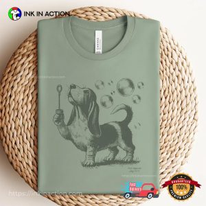 Vintage Basset Hound Dog Blowing Bubbles T shirt 1