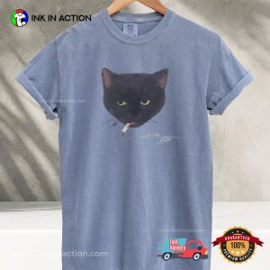 Vintage Black Cat Smoking Comfort Colors Tee