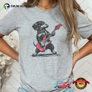 Vintage Dachshund Weenie Playing Guitar Comfort Colors Tee Vintage Dachshund Weenie Playing Guitar Comfort Colors Tee