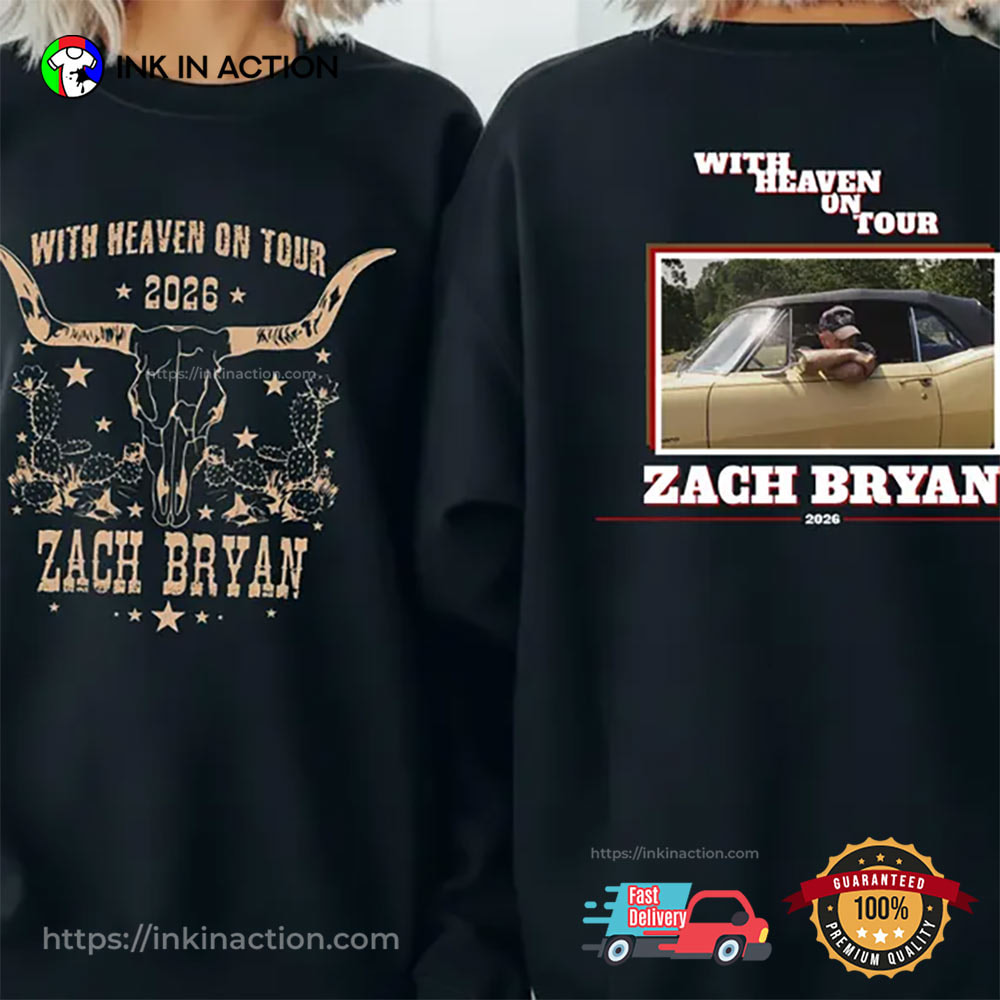 With Heaven On Tour Zach Bryan 2 Sided Shirt With Heaven On Tour Zach Bryan 2 Sided Shirt