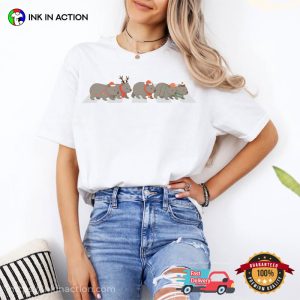 Wombat Across Road Australian Animals Christmas Tee Wombat Across Road Australian Animals Christmas Tee