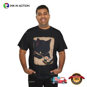 Black Cat Eating Sushi Japanese Culture Shirt