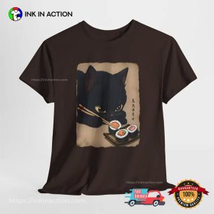 Black Cat Eating Sushi Japanese Culture Shirt 3 InkInAction.com