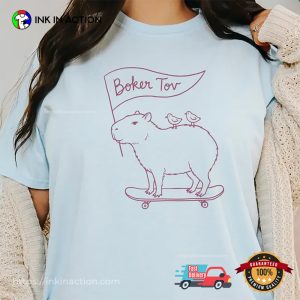 Capybara Boker Tov Purim Holiday Comfort Colors Tee