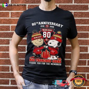 Charlie Browns And Snoopy San Francisco 49ers 80th Anniversary T-shirt