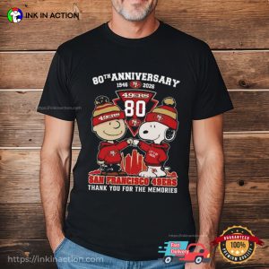 Charlie Browns And Snoopy San Francisco 49ers 80th Anniversary T-shirt