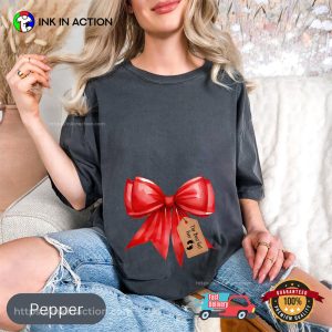 Custom Pregnancy Bow Holiday Mom To Be Comfort Colors Shirt Custom Pregnancy Bow Holiday Mom To Be Comfort Colors Shirt
