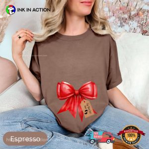Custom Pregnancy Bow Holiday Mom to be Comfort Colors Shirt 2 InkInAction.com