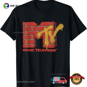MTV Logo With Brick Wall And Spray Paint Treatment T-shirt 1 InkInAction.com