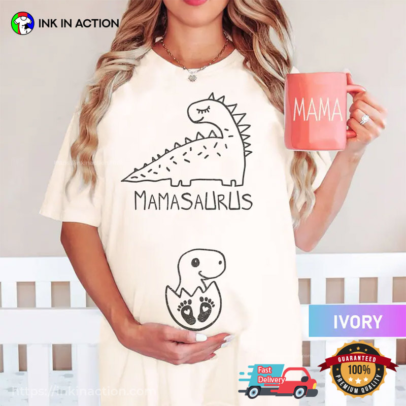 Mamasaurus Cute Pregnancy Dinosaur Comfort Colors T-shirt Mamasaurus Cute Pregnancy Dinosaur Comfort Colors T-shirt