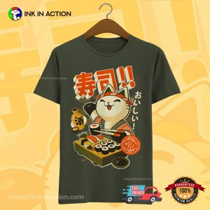 Sushi and ramen Cute Japan cat Shirt 3 InkInAction.com