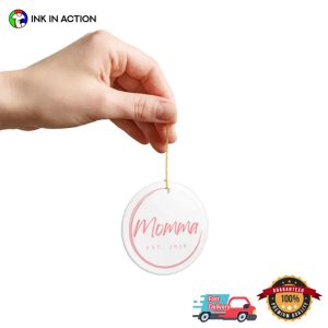 personalized mothers day gift Momma Est. 2026 Ornament 3 InkInAction.com