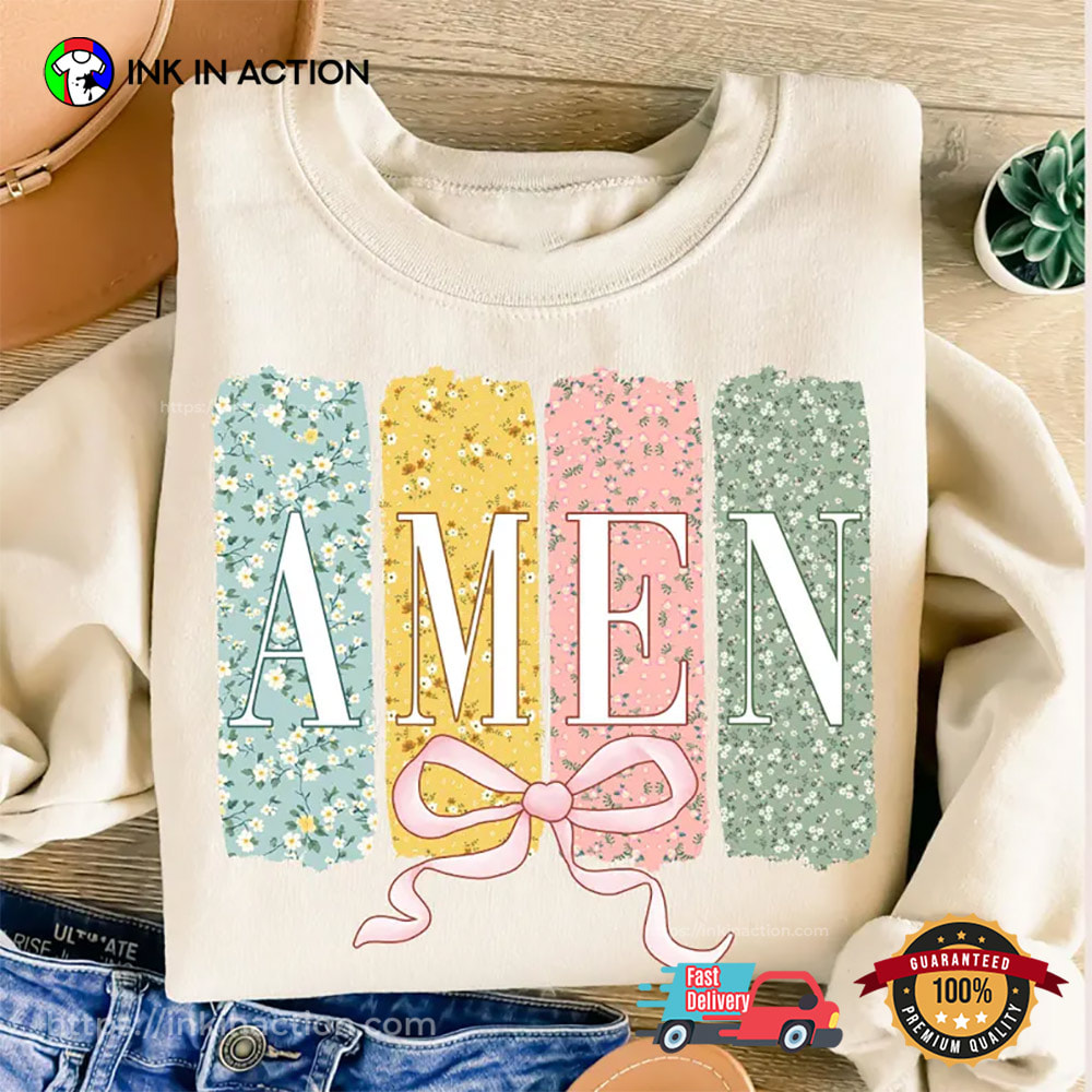 Amen Coquette Bow Christian Easter Shirt Amen Coquette Bow Christian Easter Shirt