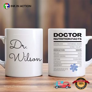 Custom Dr. Name Nutrion Facts Doctors Day Mug