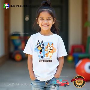 Custom Name Bluey And Bingo Cartoon Shirt