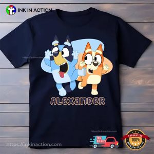Custom Name Bluey And Bingo Cartoon Shirt
