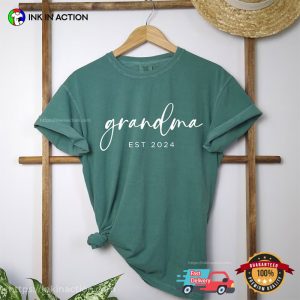 Custom Year Grandma, Grandkid Announcement Comfort Colors Shirt 2 InkInAction.com