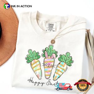 Spring Carrot Rabbit Happy Easter Comfort Colors Tee