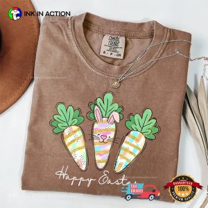 Spring Carrot Rabbit Happy Easter Comfort Colors Tee 2 InkInAction.com