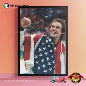 USA Ice Hockey Jack Hughes Champion Poster