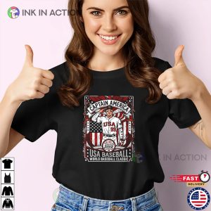 Captain America USA Baseball Retro Graphic Shirt