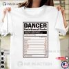 Dancer Nutrition Facts Funny Dancing Shirt