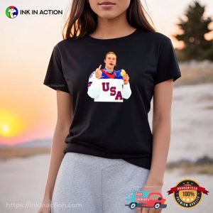 Gold Medal Jack Hughes middle finger Funny Tee 2 InkInAction.com