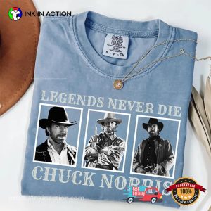 Legends Never Die, Western CHUCK NORRIS Comfort Colors Shirt 2 InkInAction.com