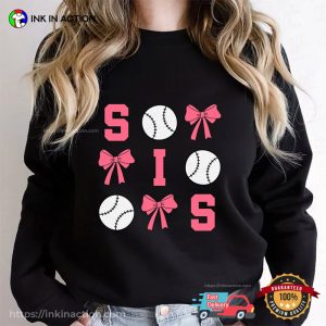 Sports Baseball Sister Coquette Bow Shirt 3 InkInAction.com