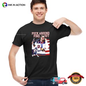 USA Hockey Champions Jack Hughes Puck around and find out Graphic Shirt 2 InkInAction.com