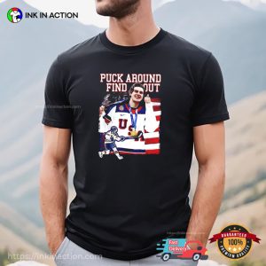 USA Hockey Champions Jack Hughes Puck Around And Find Out Graphic Shirt USA Hockey Champions Jack Hughes Puck Around And Find Out Graphic Shirt