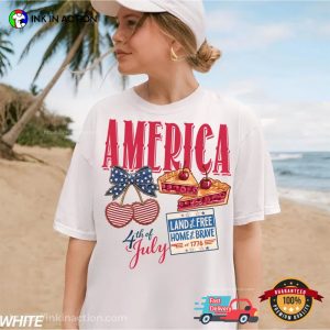 Fourth Of July America Land Of Free Retro Tee