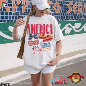 Fourth Of July America Land Of Free Retro Tee
