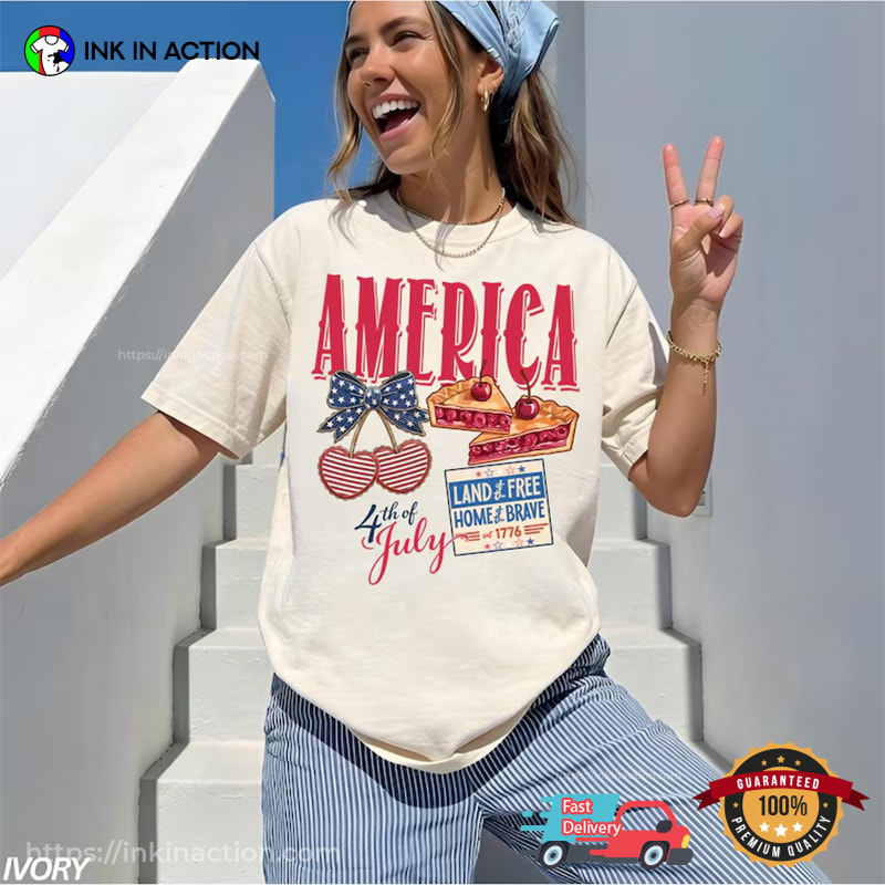 Fourth Of July America Land Of Free Retro Tee Fourth Of July America Land Of Free Retro Tee