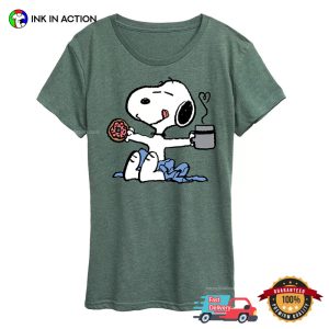 Funny Snoopy Coffee and Donut Graphic T Shirt InkInAction.com
