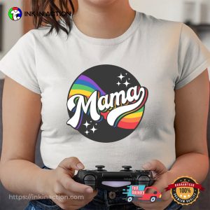 LGBTQ Mama Retro Rainbow Pride Sparkle T-shirt