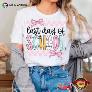 Last Day Of School Coquette Checkered Comfort Colors Tee