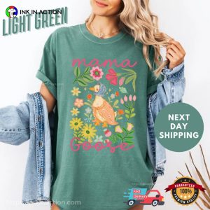 Mama Goose And Floral, Mother Art Gift Comfort Colors Shirt