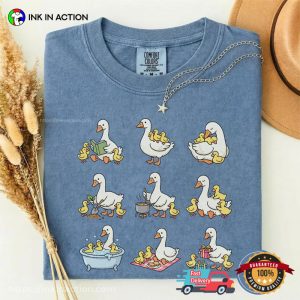Mama Goose And Her Babies, Cute Goose Family Comfort Colors Shirt 2 InkInAction.com