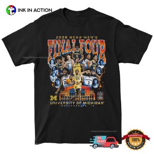Michigan Wolverines Final Four NCAA Men's Basketball 2026 Vintage Tee 3 InkInAction.com