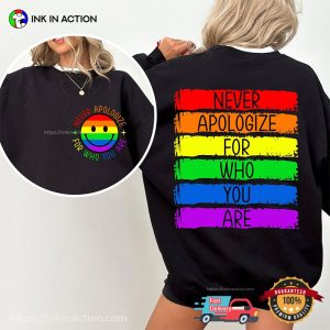 Never Apologize For Who You Are LGBTQ Rainbow Colors Comfort Colors T-shirt