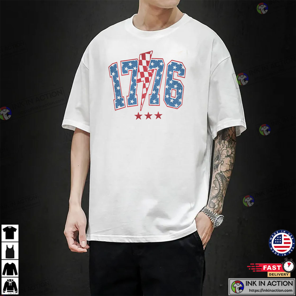 Retro 1776 Independence Day USA Flag Tee Retro 1776 Independence Day USA Flag Tee