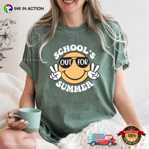 School's Out For Summer Smile Face Funny Comfort Colors Shirt 2 InkInAction.com